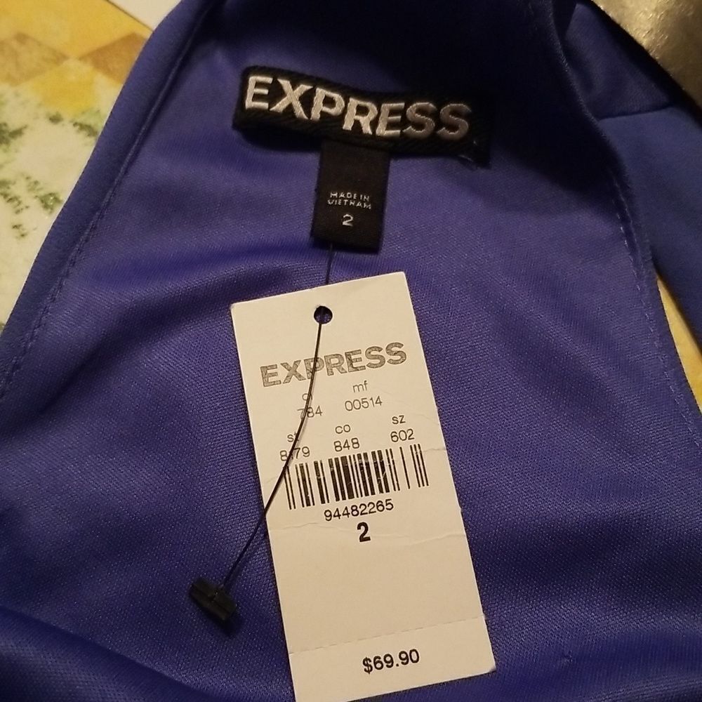Express Periwinkle Fit And Flare Halter Dress Size 2 - Picture 6 of 8